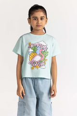 Junior Girl Aqua Printed Tee JG-TS-SS24-012