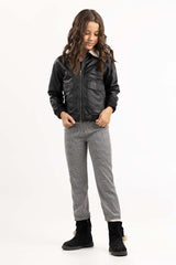 Junior Girl Black And White Trouser 224-420-005