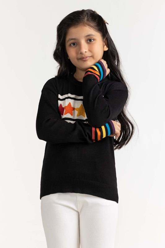 Junior Girl Black Basic Sweater JG-SWT-WS23-002