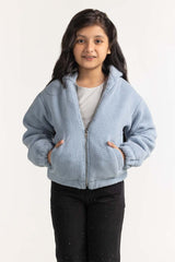 Junior Girl Blue Basic Hoodie JG-HDZ23-103