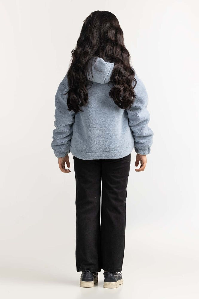 Junior Girl Blue Basic Hoodie JG-HDZ23-103