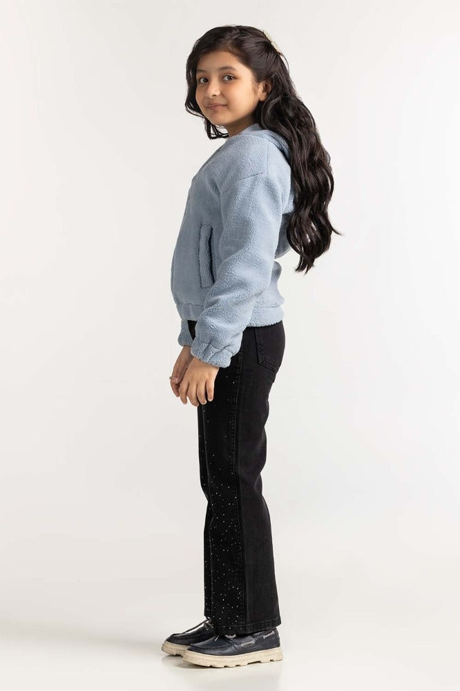 Junior Girl Blue Basic Hoodie JG-HDZ23-103