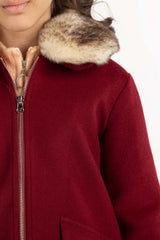 Junior Girl Dark Red Long Coat 224-410-004