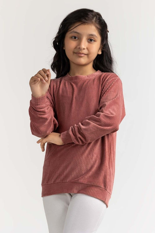 Junior Girl Maroon Basic Sweatshirt JG-SW23-005