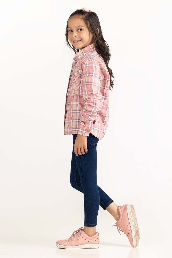 Junior Girl Pink and White Casual Shirt 224-417-008
