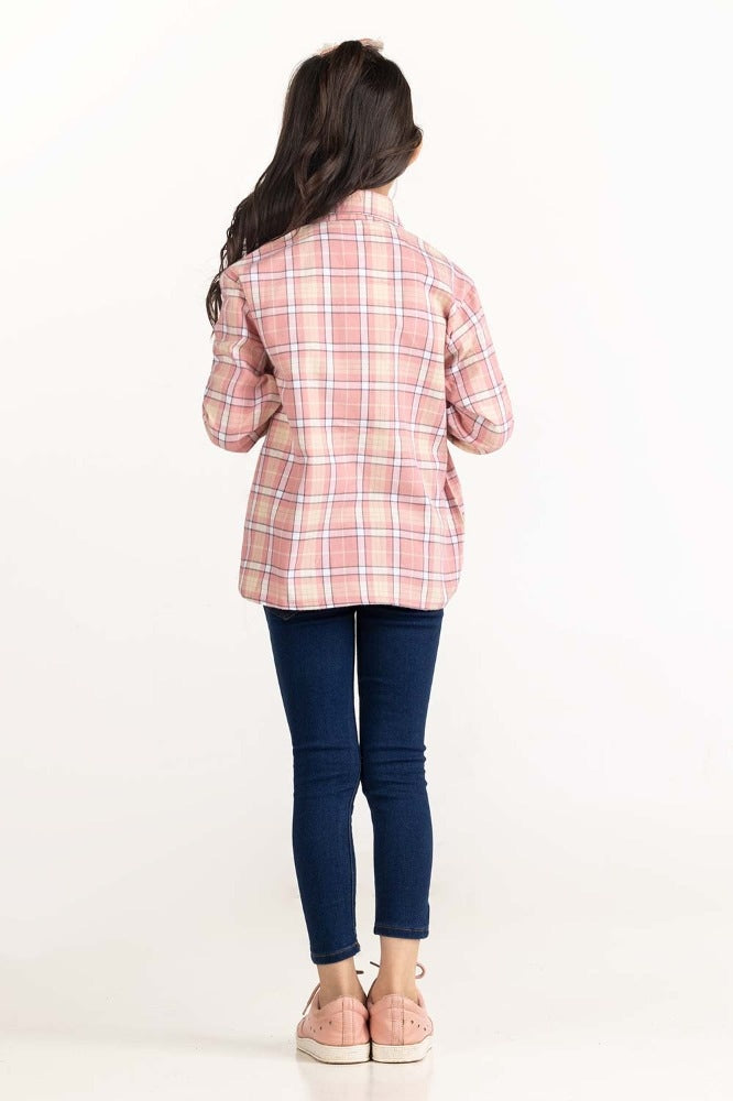 Junior Girl Pink and White Casual Shirt 224-417-008