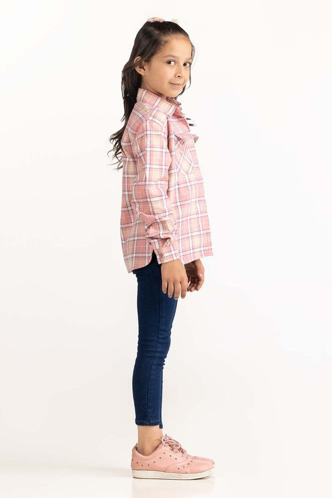 Junior Girl Pink and White Casual Shirt 224-417-008