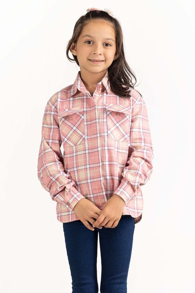 Junior Girl Pink and White Casual Shirt 224-417-008