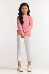 Junior Girl Pink Basic Sweatshirt JG-SW23-007