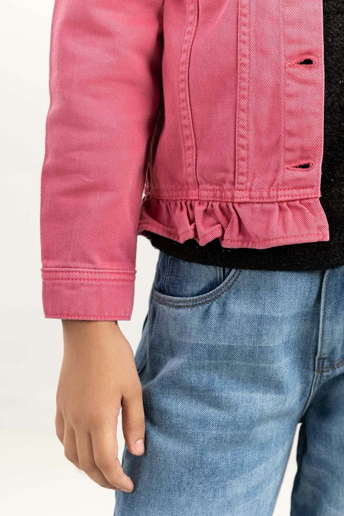 Junior Girl Pink Non Denim Jacket 224-410-050