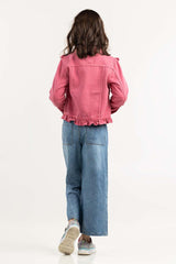 Junior Girl Pink Non Denim Jacket 224-410-050