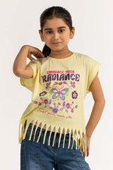 Junior Girl Yellow Printed Tee JG-TS-SS24-006