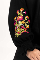 Junior Girl Black Woven Blouse 224-414-026