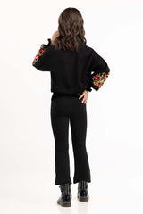 Junior Girl Black Woven Blouse 224-414-026