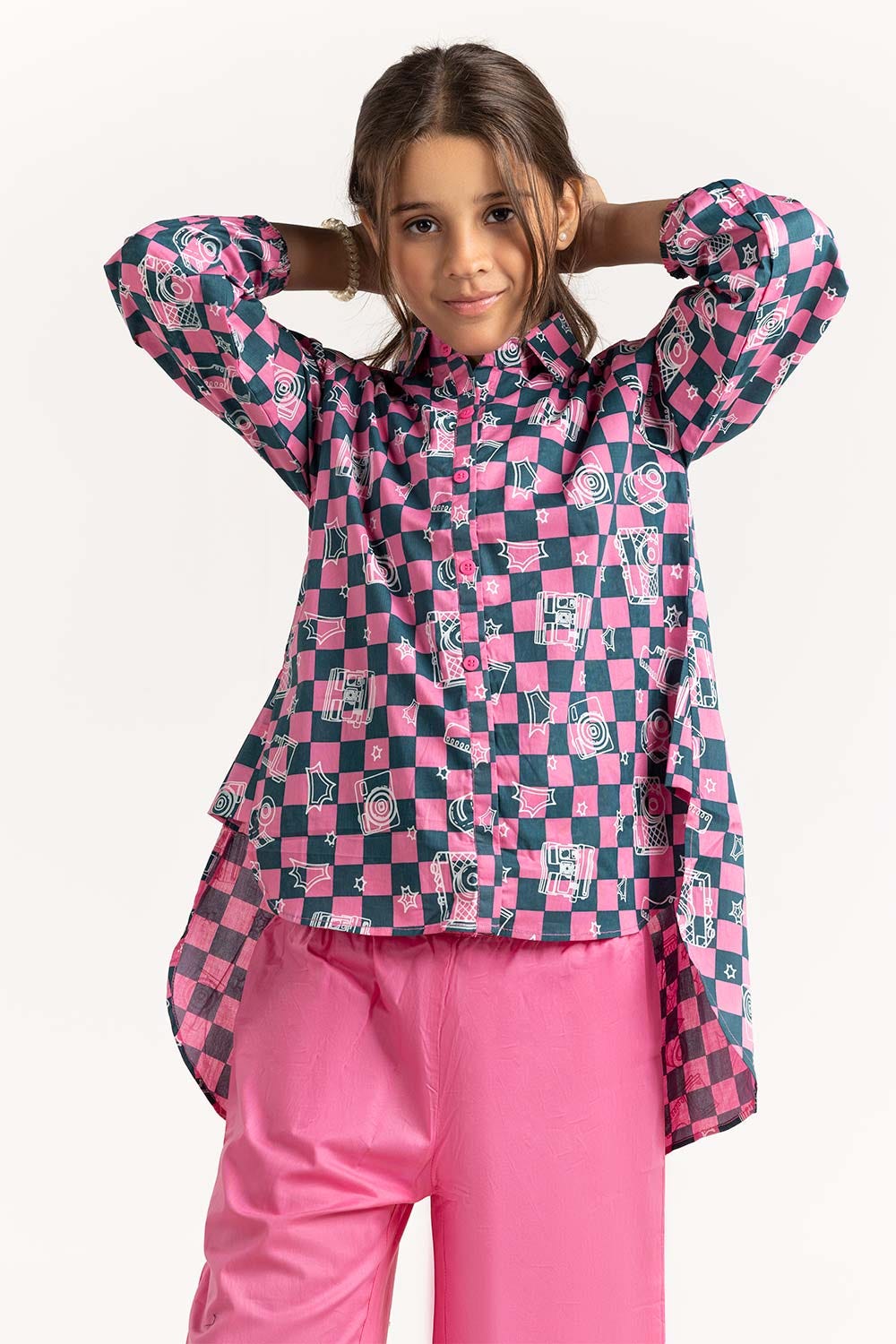 Junior Girl Pink Shirt JGWS-22100036 A