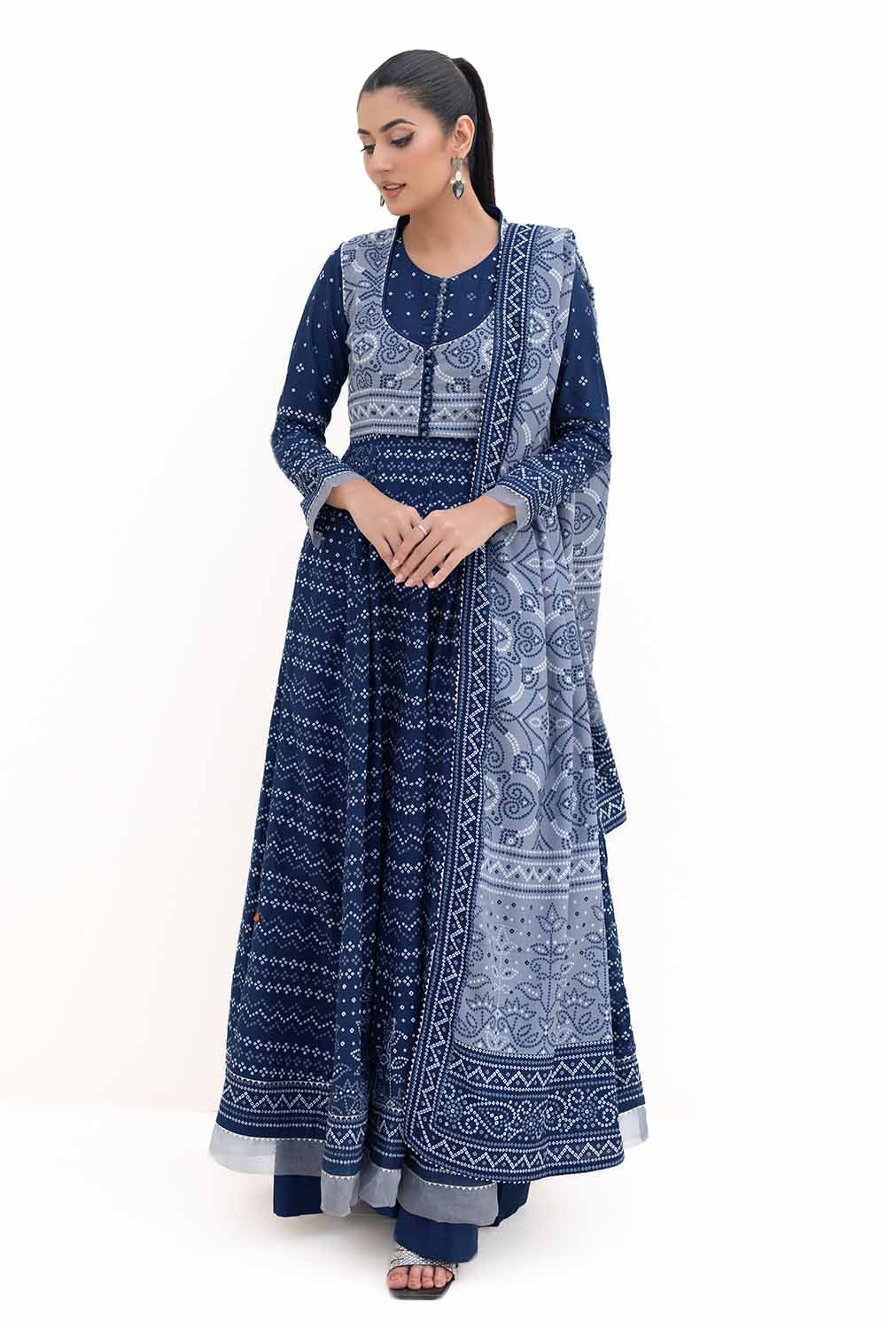 3 Piece Unstitched Printed Thick Khaddar Suit K-42005 T
