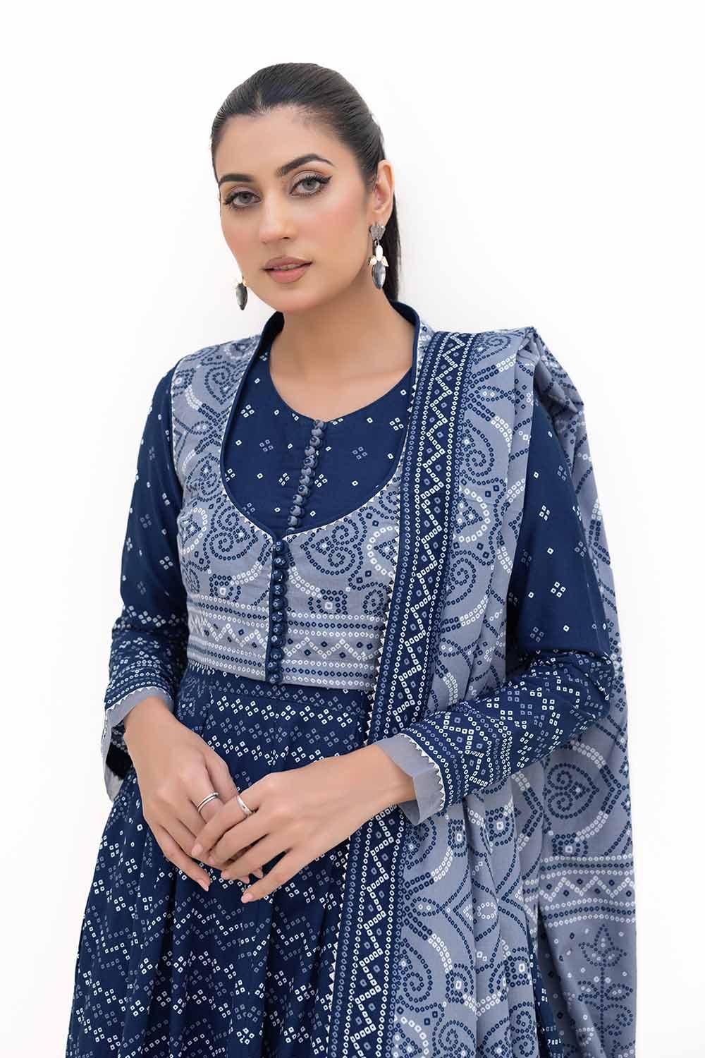 3 Piece Unstitched Printed Thick Khaddar Suit K-42005 T