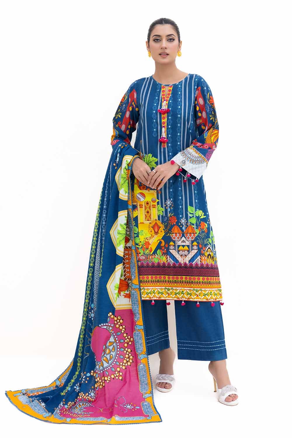 3 Piece Unstitched Printed Light Khaddar Suit