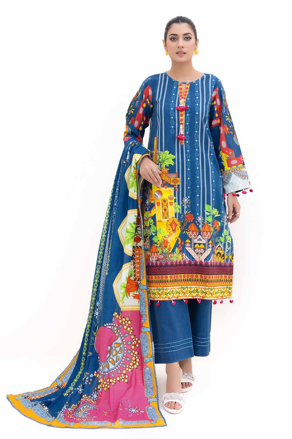 3 Piece Unstitched Printed Light Khaddar Suit
