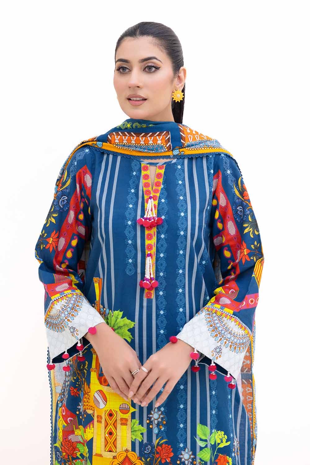 3 Piece Unstitched Printed Light Khaddar Suit