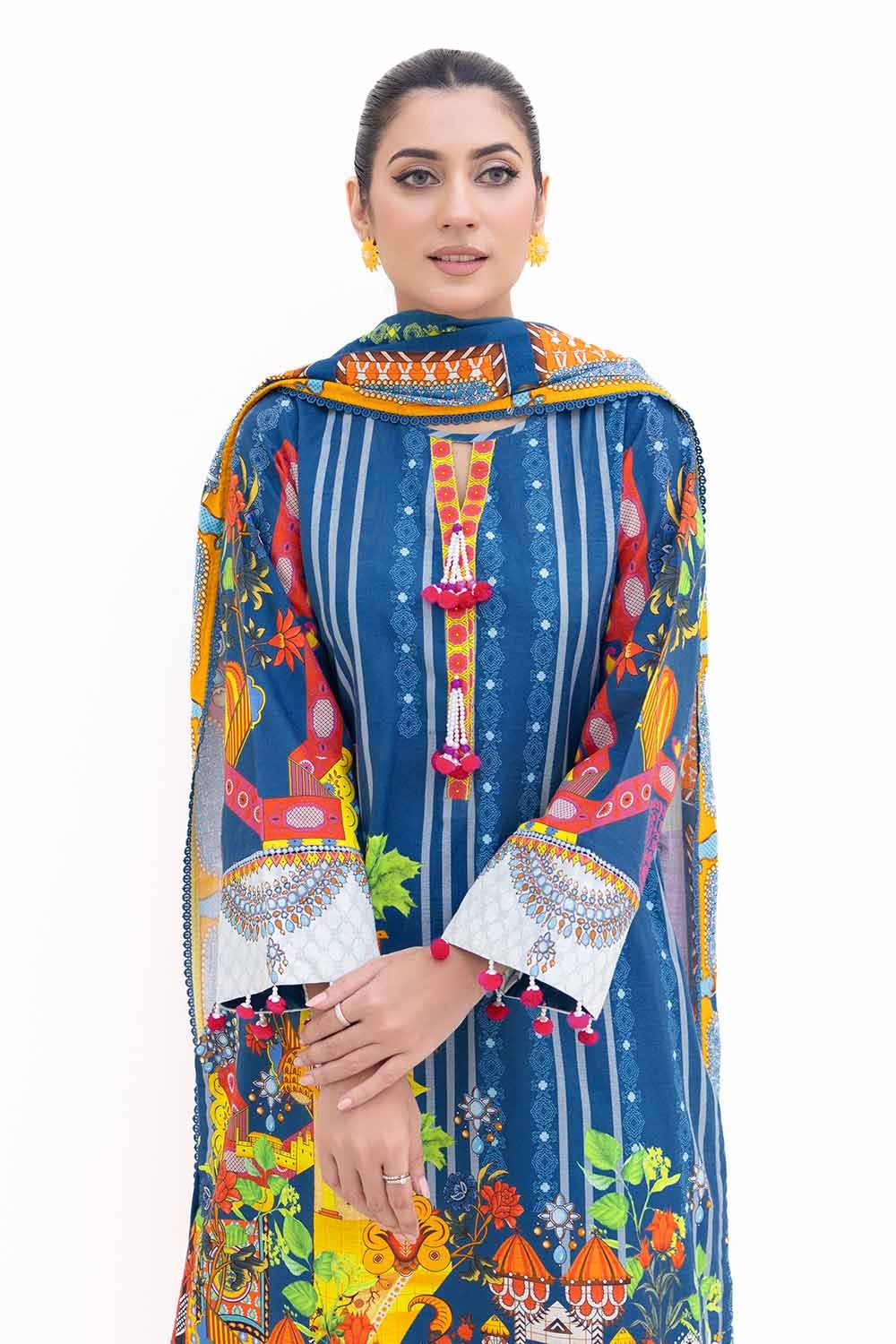 3 Piece Unstitched Printed Light Khaddar Suit