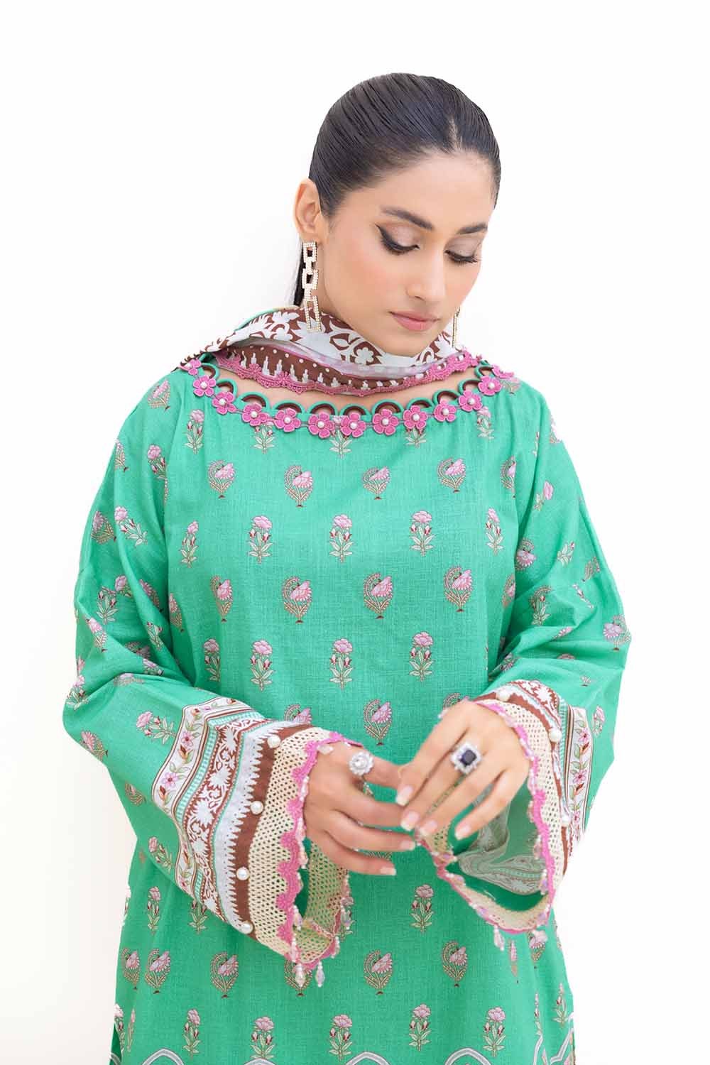 3 Piece Unstitched Printed Light Khaddar Suit K-42007 L