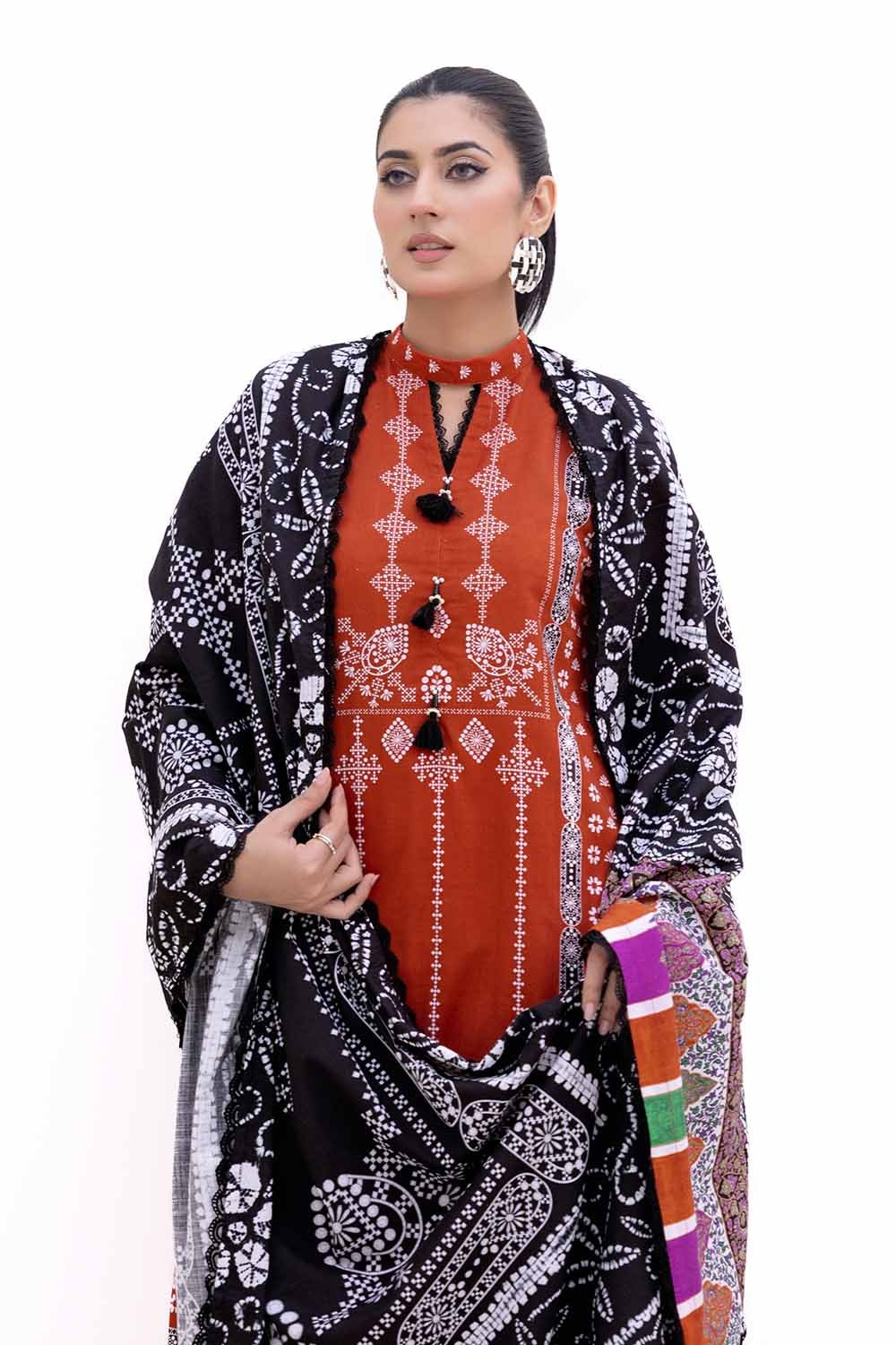 3 Piece Unstitched Printed Light Khaddar Suit K-42008 L