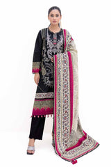 3 Piece Unstitched Embroidered Printed Thick Khaddar Suit with Printed Khaddar Dupatta K-42012 T