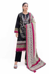 3 Piece Unstitched Embroidered Printed Thick Khaddar Suit with Printed Khaddar Dupatta K-42012 T