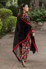 3 Piece Unstitched Printed Embroidered Khaddar Shirt with Embroidered Stripe Khaddar Dupatta K-52010