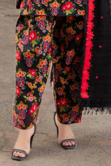 3 Piece Unstitched Printed Embroidered Khaddar Shirt with Embroidered Stripe Khaddar Dupatta K-52010