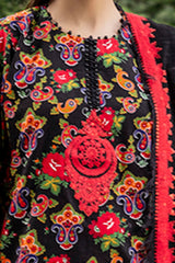 3 Piece Unstitched Printed Embroidered Khaddar Shirt with Embroidered Stripe Khaddar Dupatta K-52010