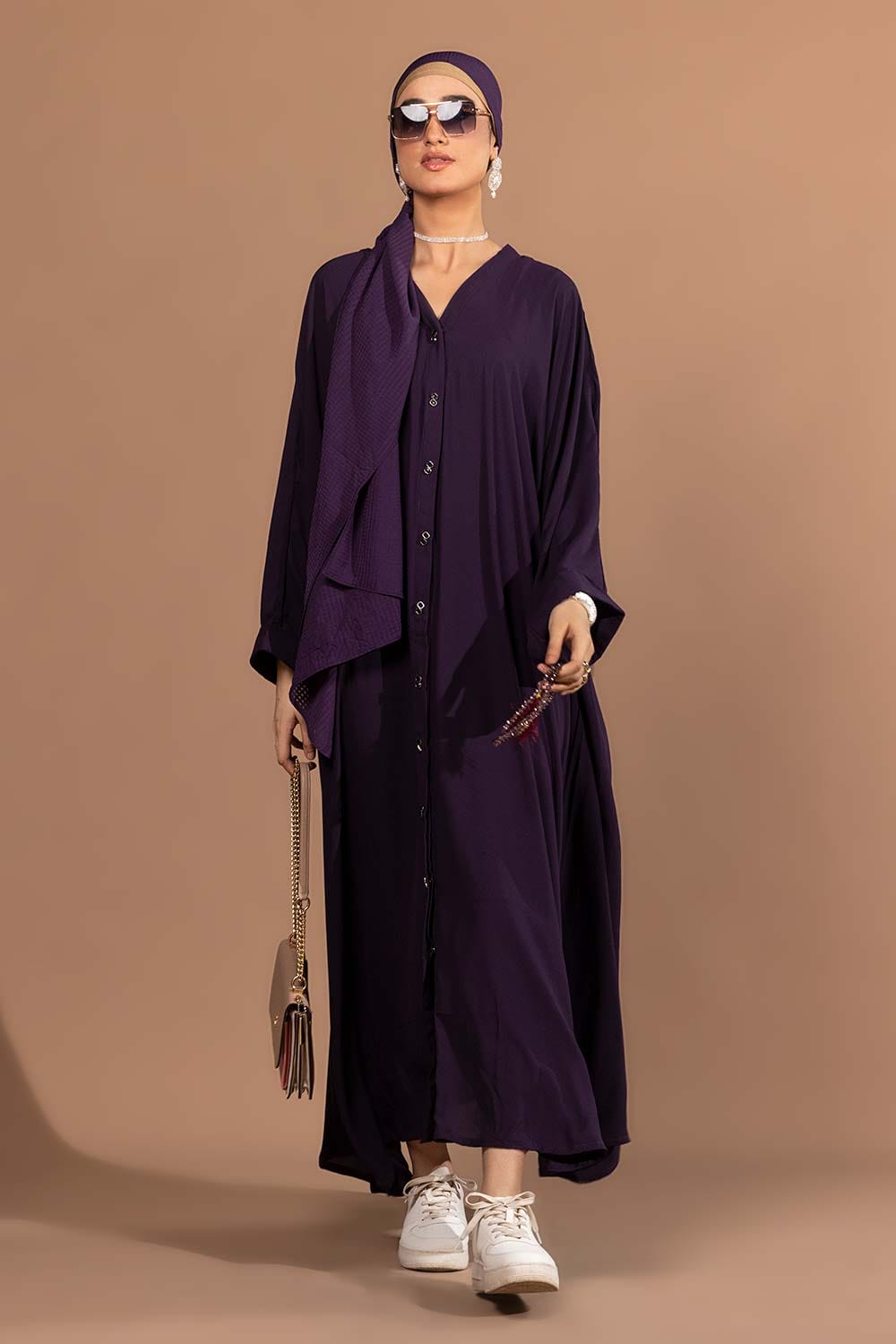 Georgette Dyed Abaya With Scarf