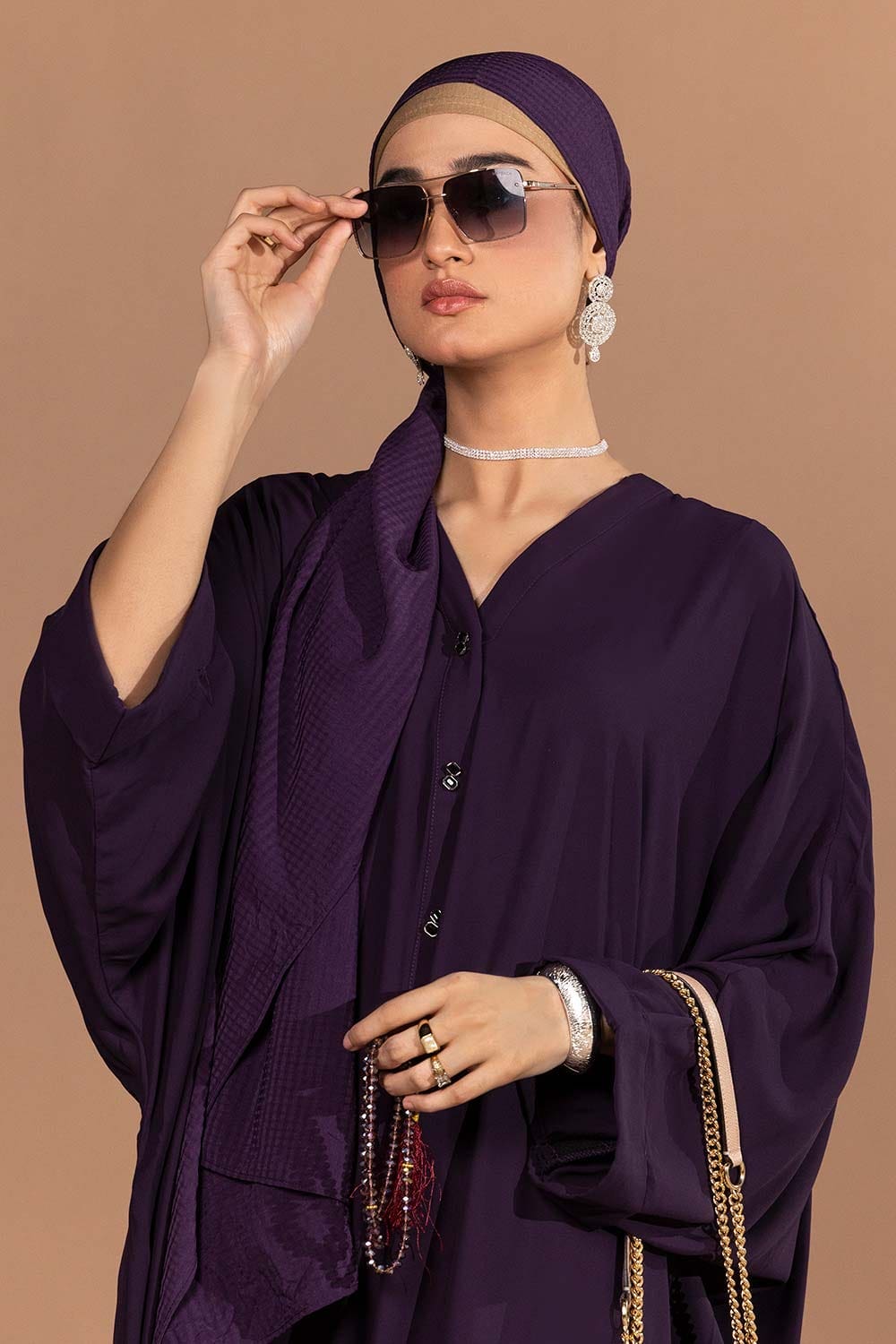 Georgette Dyed Abaya With Scarf