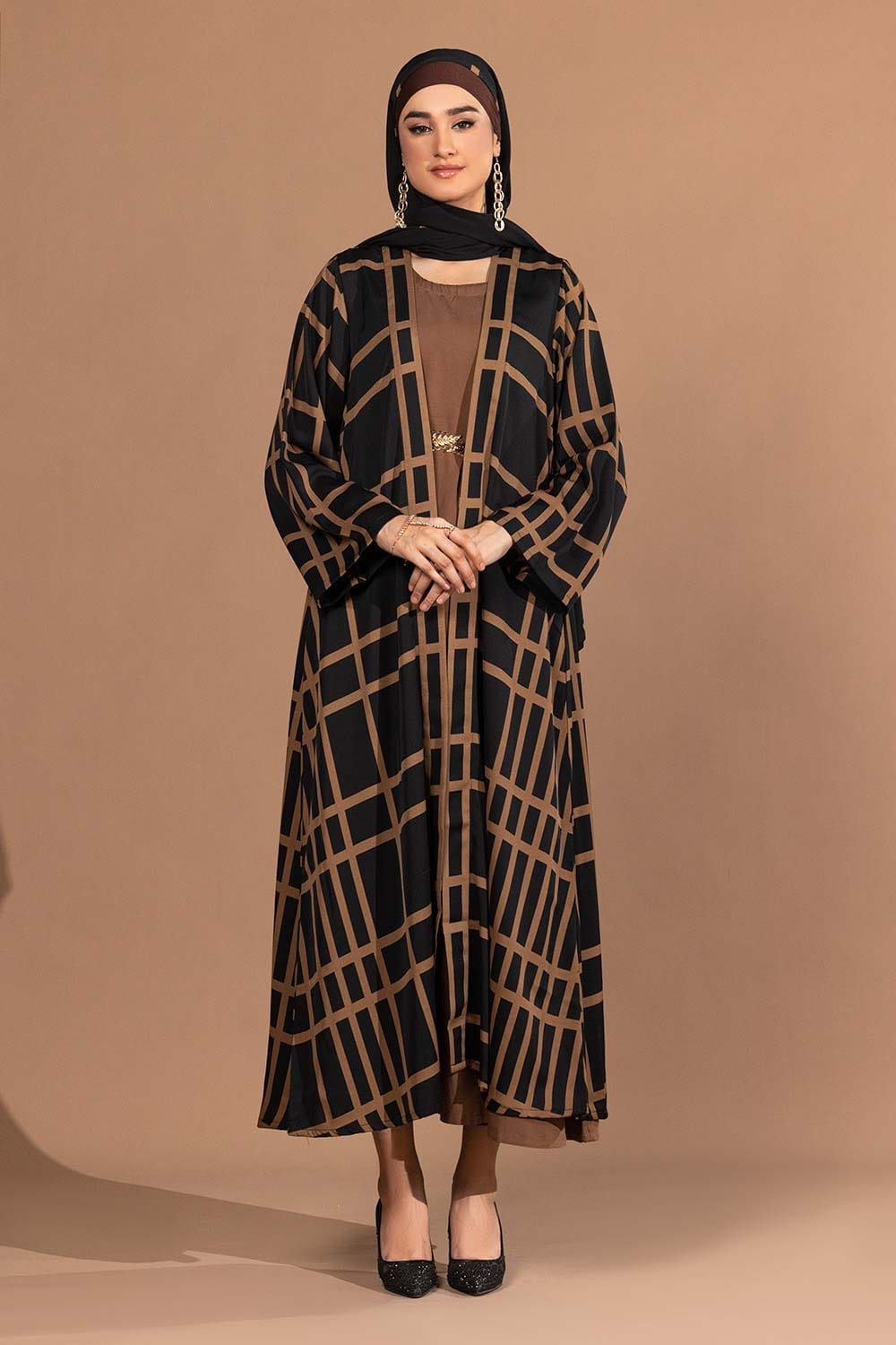 3 Piece Georgette Printed Abaya KAB-22098