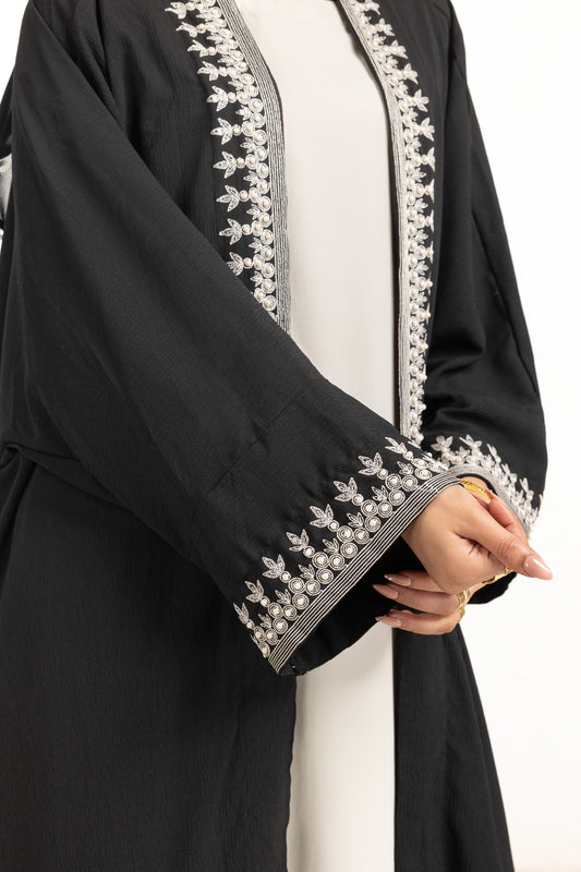 Crincle Georgette Embroidered Abaya With Inner And Scarf KAB-22102