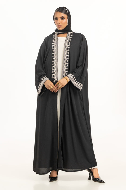 Crincle Georgette Embroidered Abaya With Inner And Scarf KAB-22102