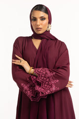 Crincle Georgette Embroidered Abaya With Scarf KAB-22132