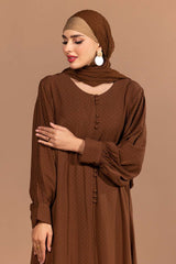 Blended Printed Abaya With Scarf KAB-22136