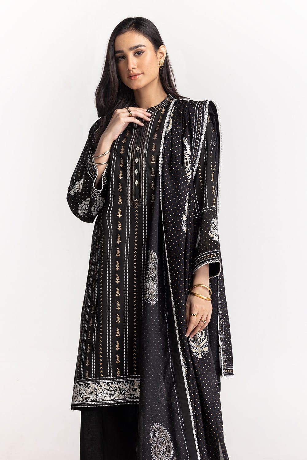 Cambric Block Printed Shirt And Dupatta KDS-22087
