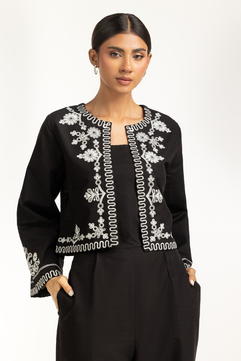 Khaddar Slub Embroidered Waist Coat IPS-55178