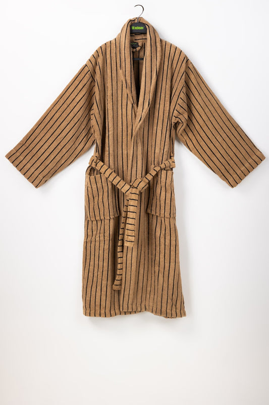 Khaki Striped Bathrobe