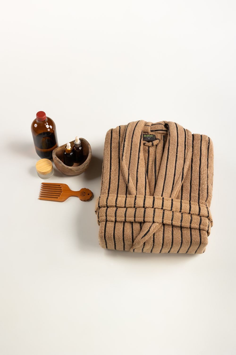 Khaki Striped Bathrobe