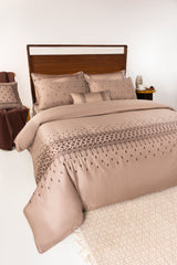 Khaki T-400 Embroidered Quilt Cover Set