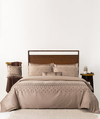 Khaki T-400 Embroidered Quilt Cover Set