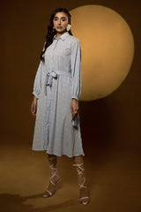 Seersucker Belted Dress KJ-43020