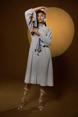 Seersucker Belted Dress KJ-43020