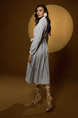 Seersucker Belted Dress KJ-43020
