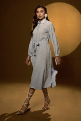 Seersucker Belted Dress KJ-43020