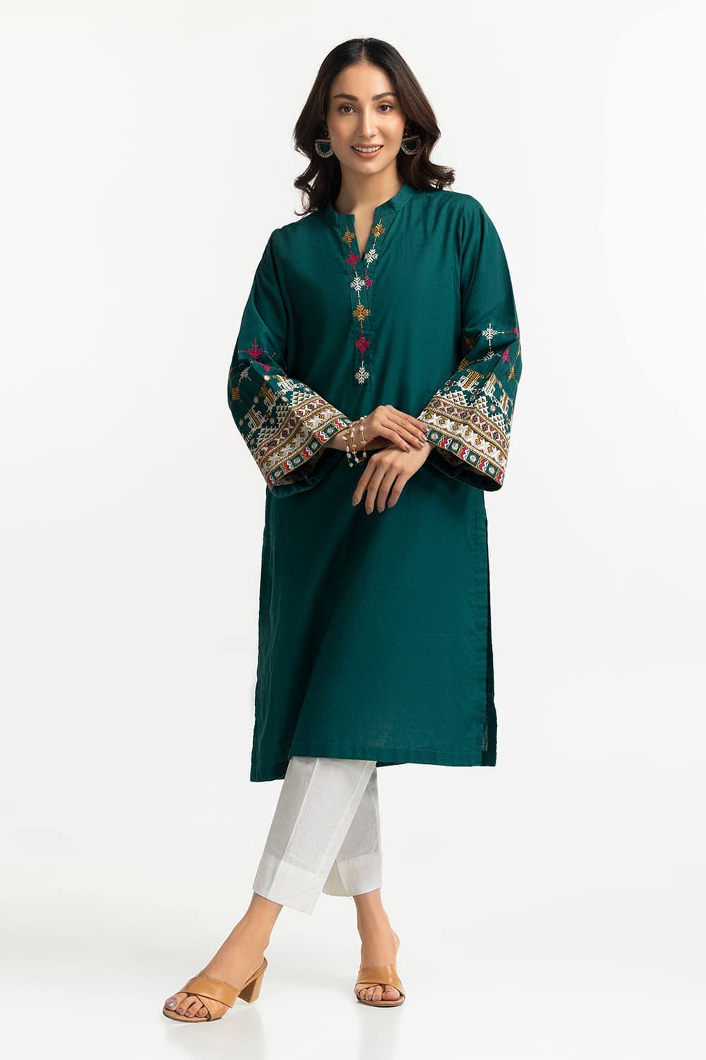 Chambray Embroidered Shirt KJ-43152